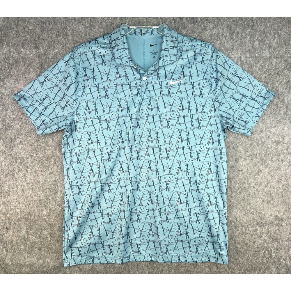 Nike Victory Golf Polo Blue Abstract AOP Performance Stretch Men’s Size L